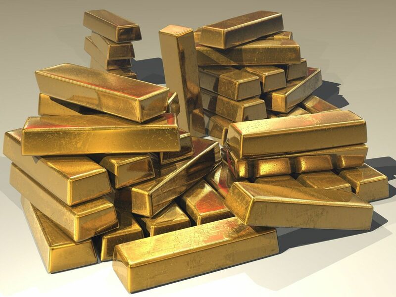 Metals - gold bullion stacked
